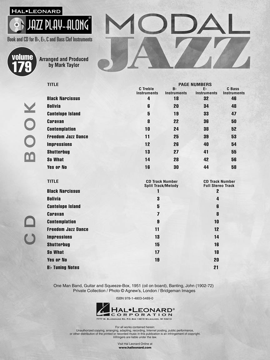 Modal Jazz - Play Along Volume 179 Book/Cd