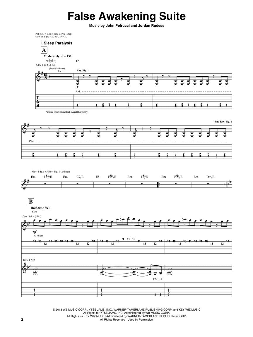 Dream Theater Self-Titled Guitar Tab Book