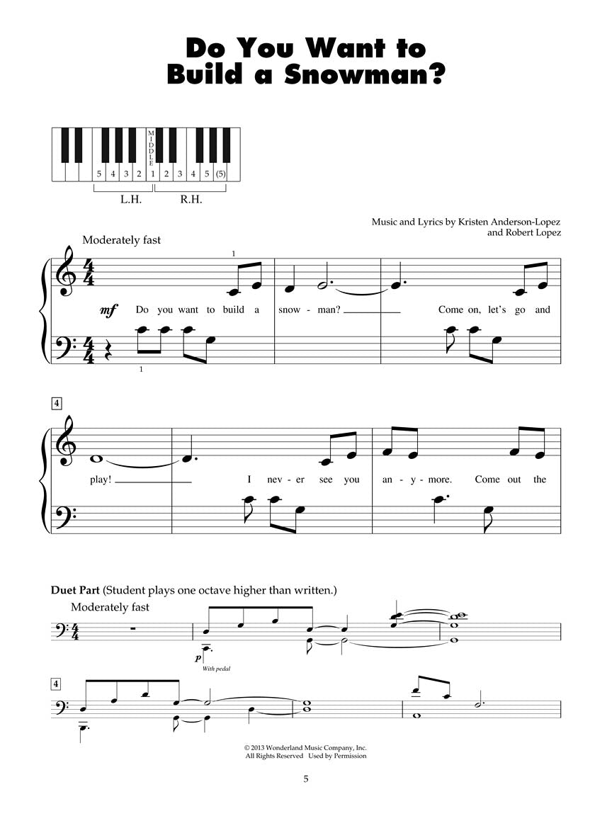 Frozen Five Finger Piano Songbook & Keyboard