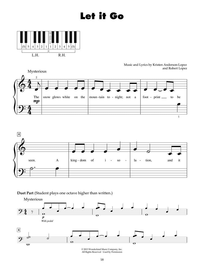 Frozen Five Finger Piano Songbook & Keyboard