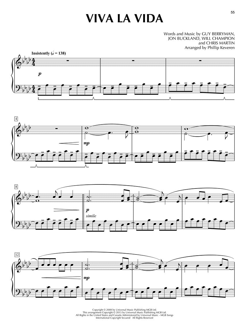 Coldplay For Classical Piano Keveren Piano Solo Book