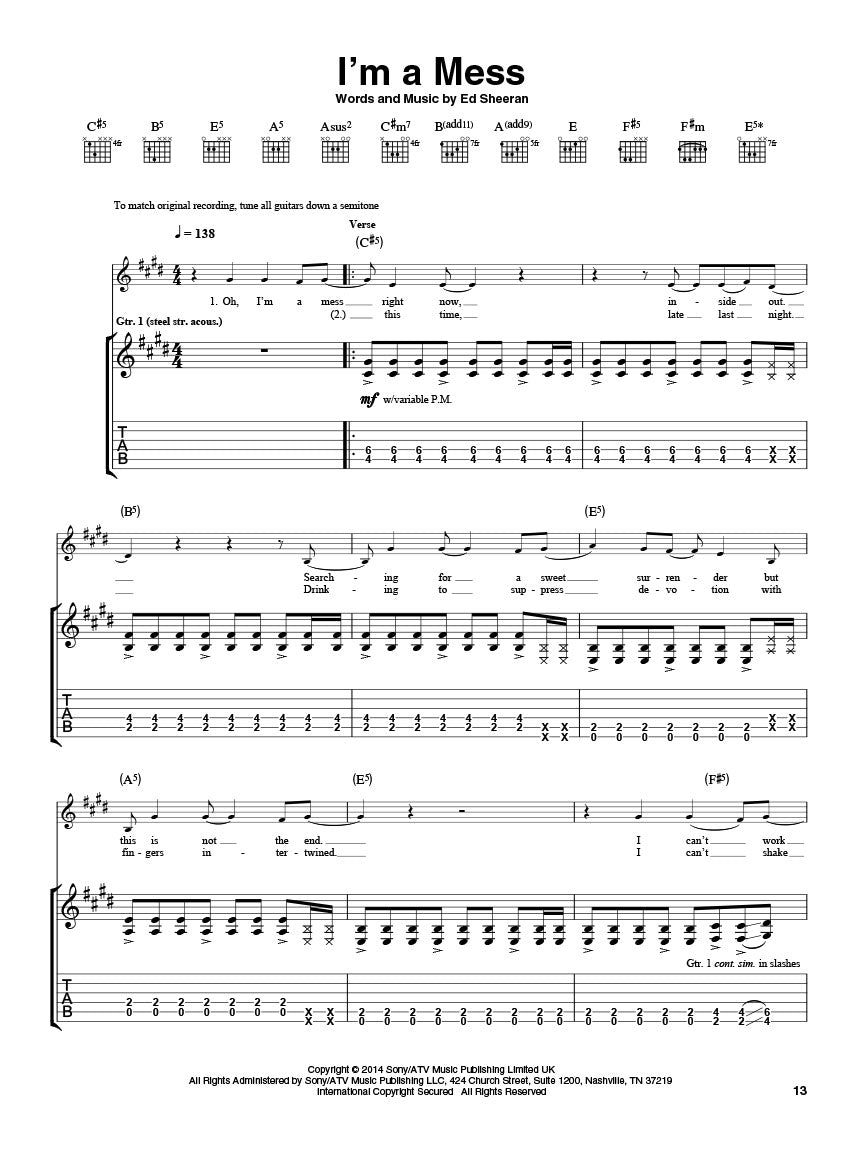 Ed Sheeran - X Guitar Tab Book