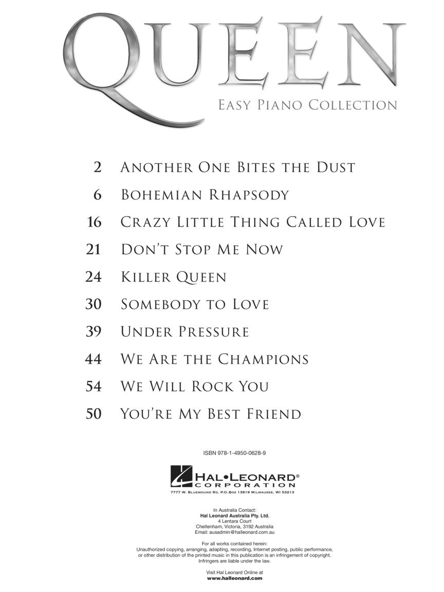 Queen - Easy Piano Collection Songbook