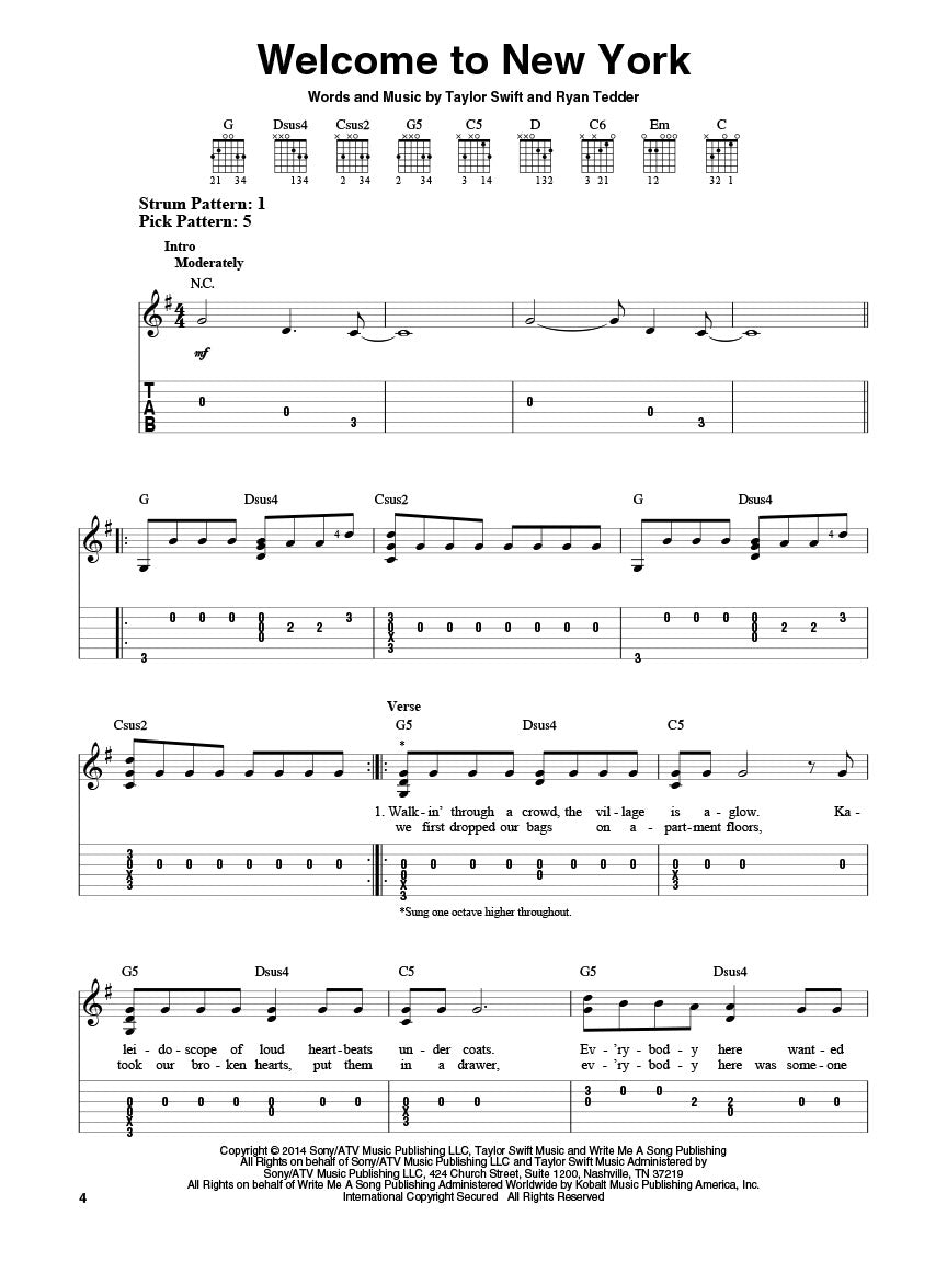 Taylor Swift - 1989 Easy Guitar Notes & Tab Songbook