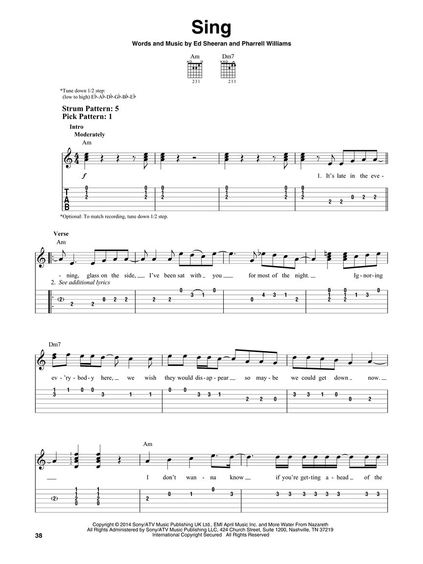 Ed Sheeran For Easy Guitar Notes & Tab Book