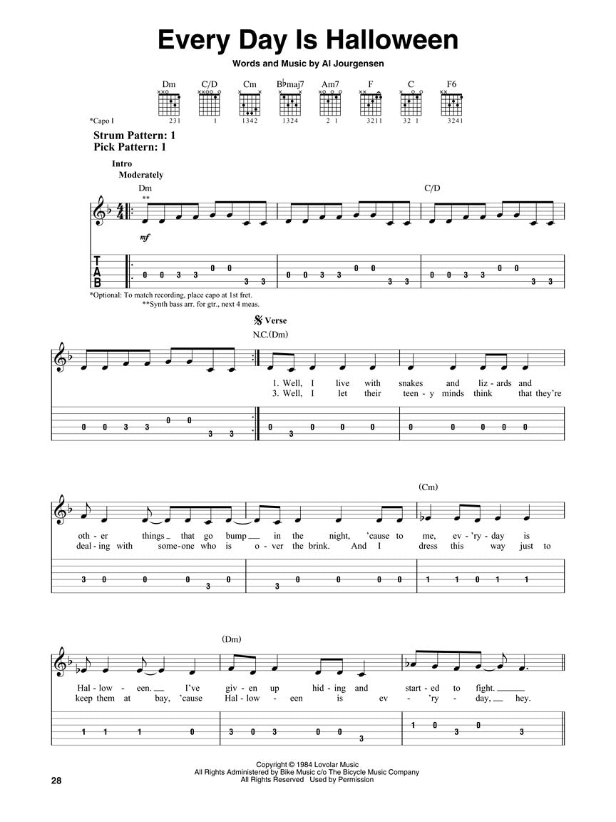 Halloween Guitar Songs - Easy Guitar Notes & Tab Book