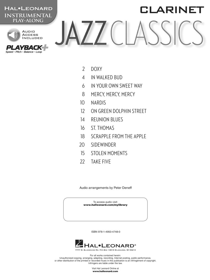 Jazz Classics For Clarinet Play Along Book/Ola