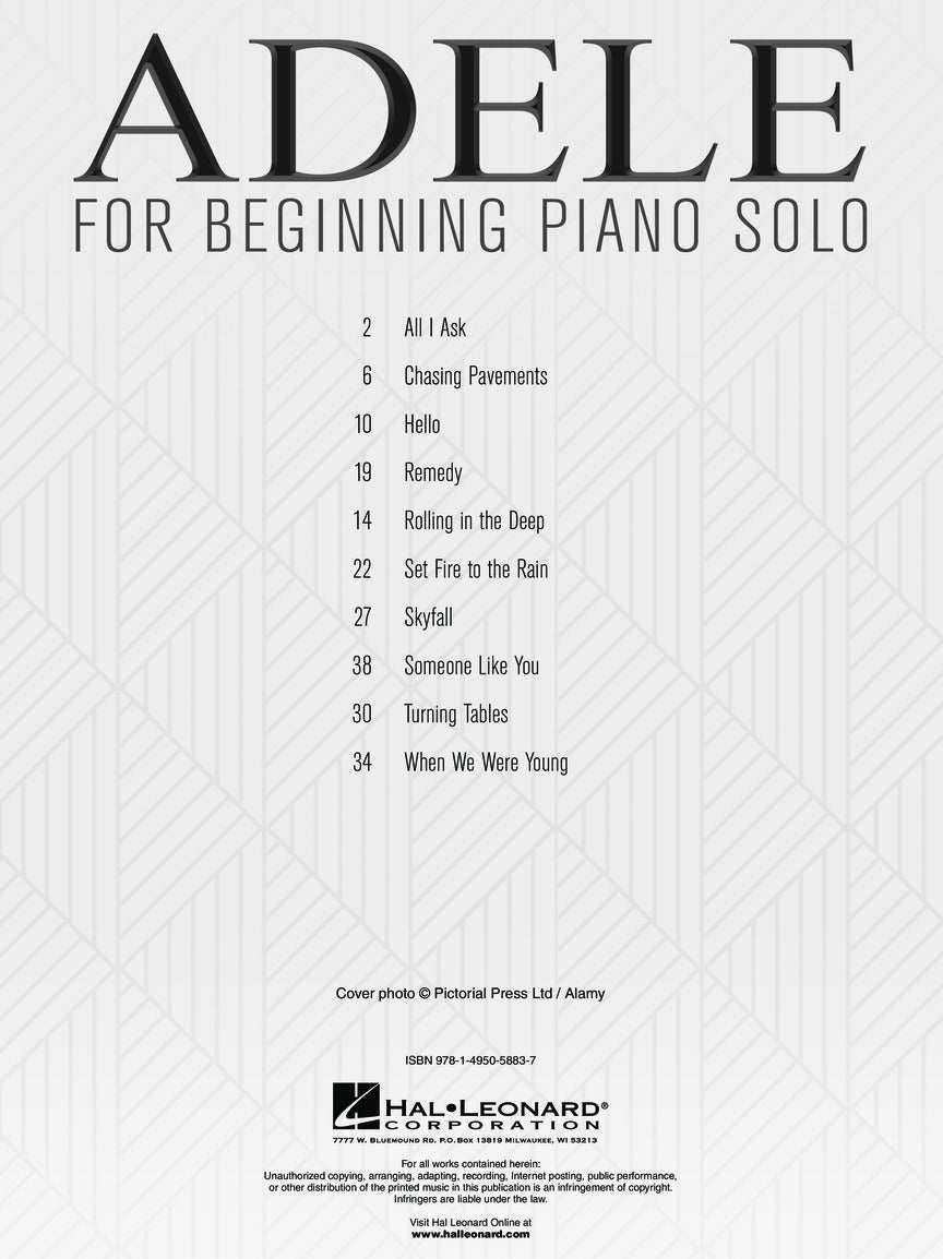 Adele -  For Beginning Piano Solo Songbook