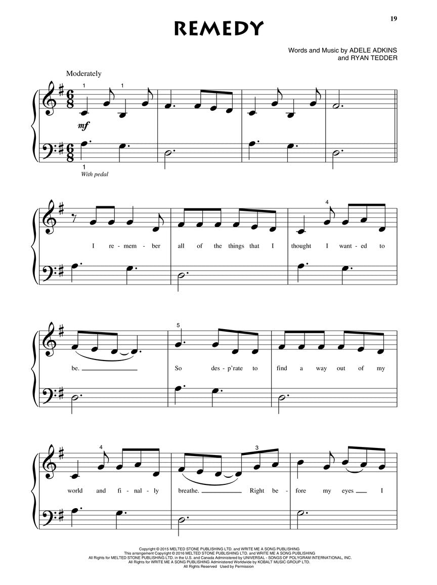 Adele -  For Beginning Piano Solo Songbook