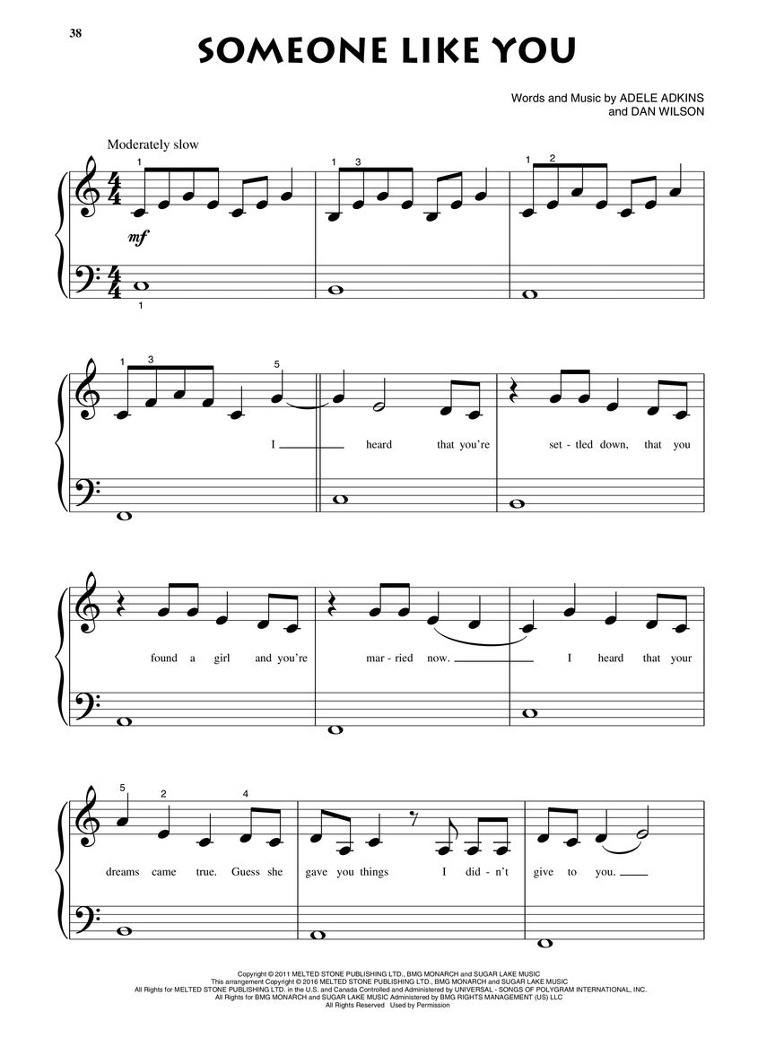 Adele -  For Beginning Piano Solo Songbook