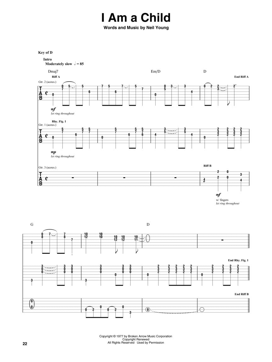 Neil Young - Decade Album Guitar Tab Book