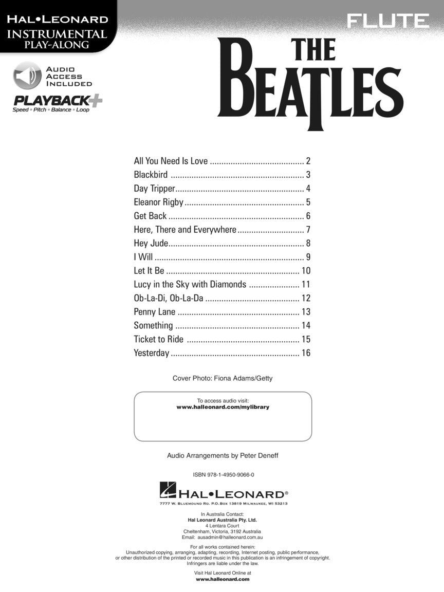 Beatles Instrumental Flute Play Along Book/Ola Woodwind