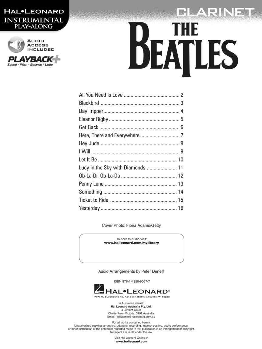 Beatles Instrumental Clarinet Play Along Book/Ola Woodwind