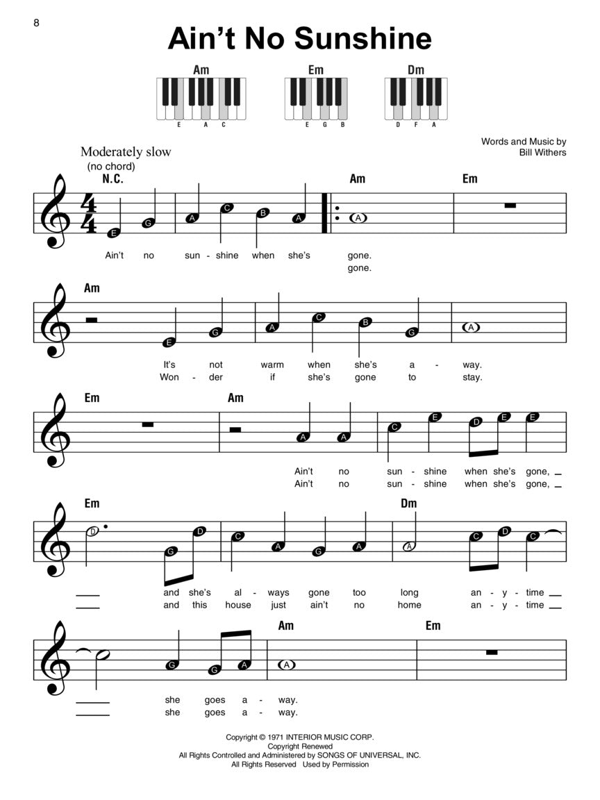 Pop Standards - Super Easy Piano Songbook