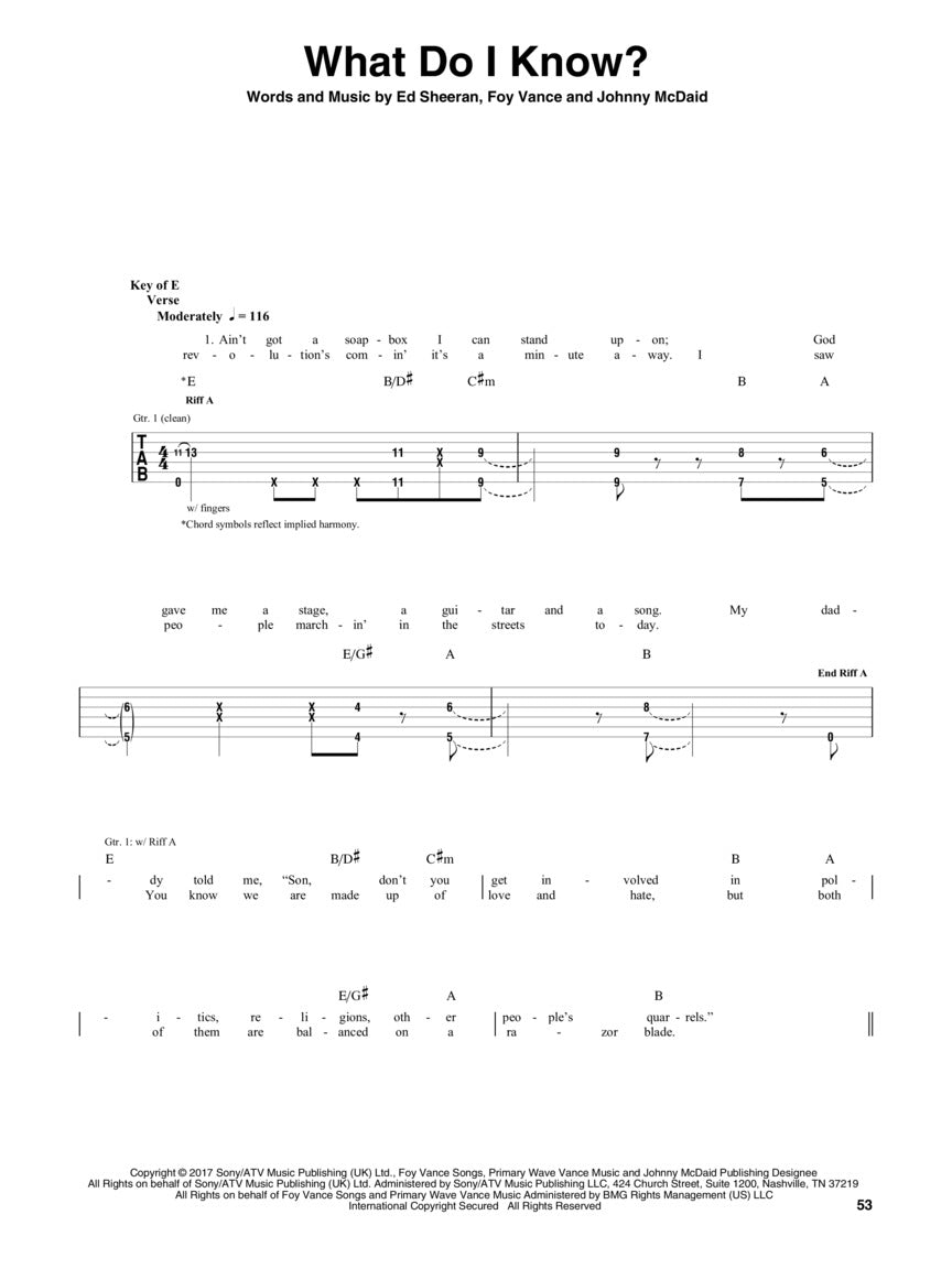 Ed Sheeran - Divide Guitar Tab Book