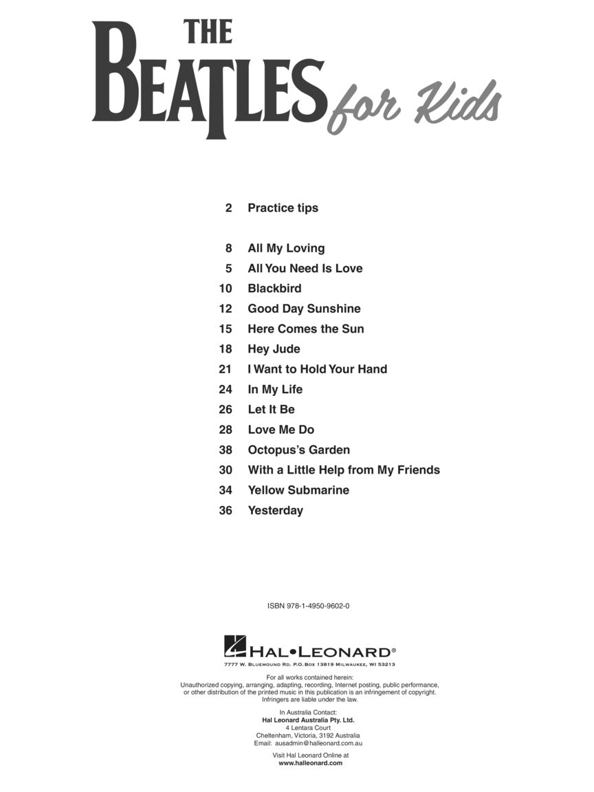 The Beatles For Kids Easy Piano Book & Keyboard