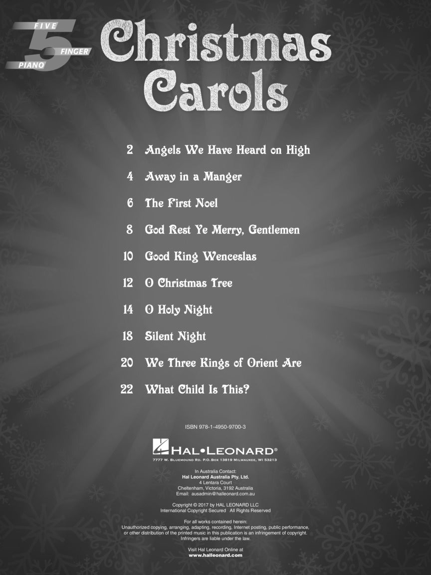 Christmas Carols For 5 Finger Piano Book & Keyboard