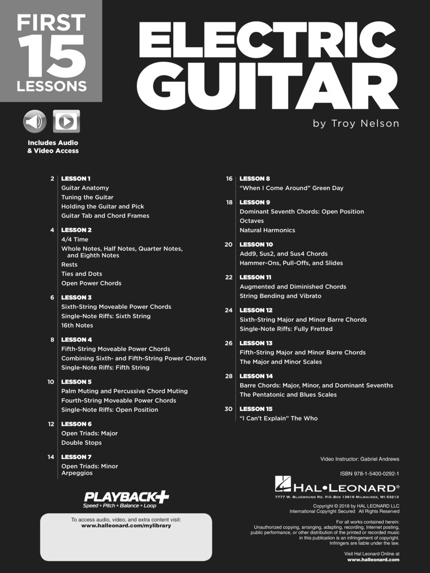 First 15 Lessons - Electric Guitar (Book/Olm)