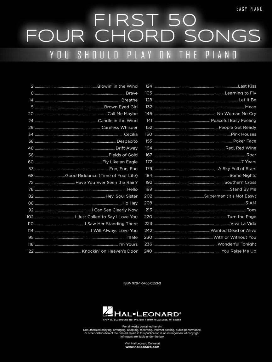 First 50 4-Chord Songs You Should Play On Piano