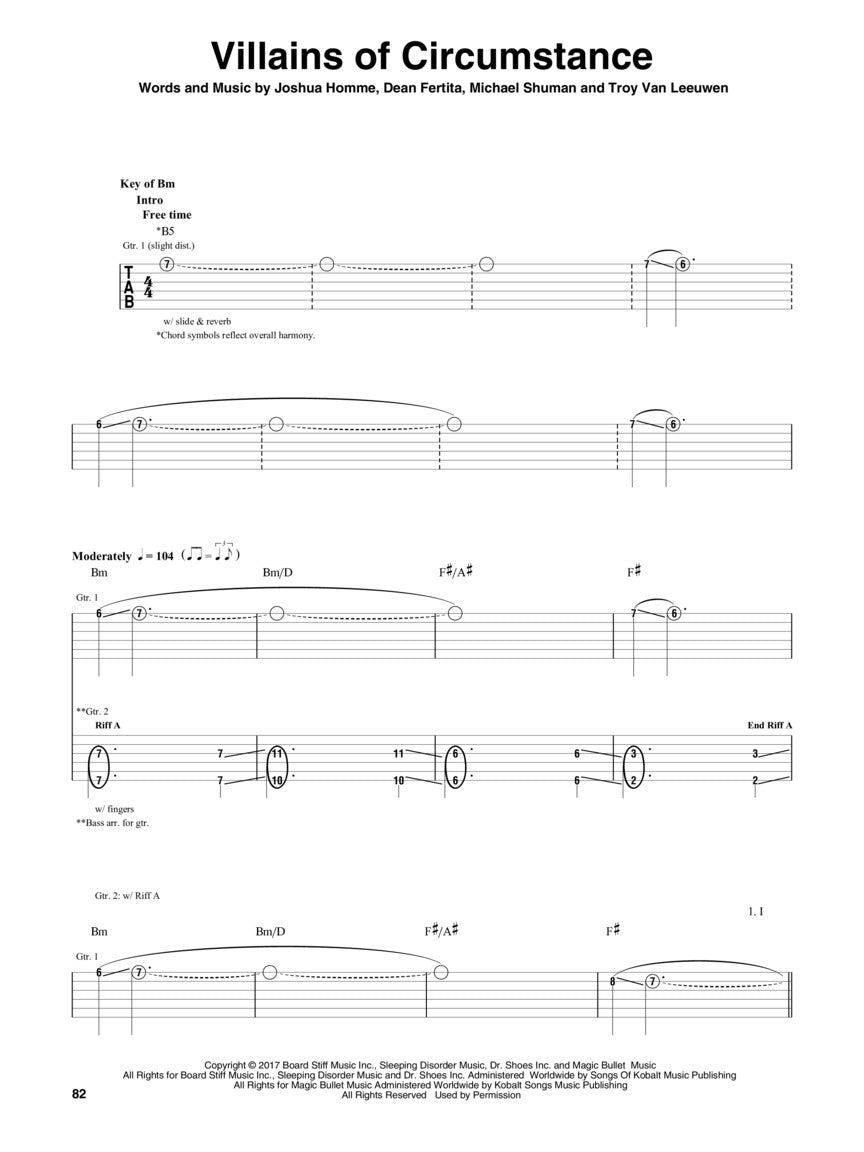 Queens Of The Stone Age - Villains Guitar Tab Book