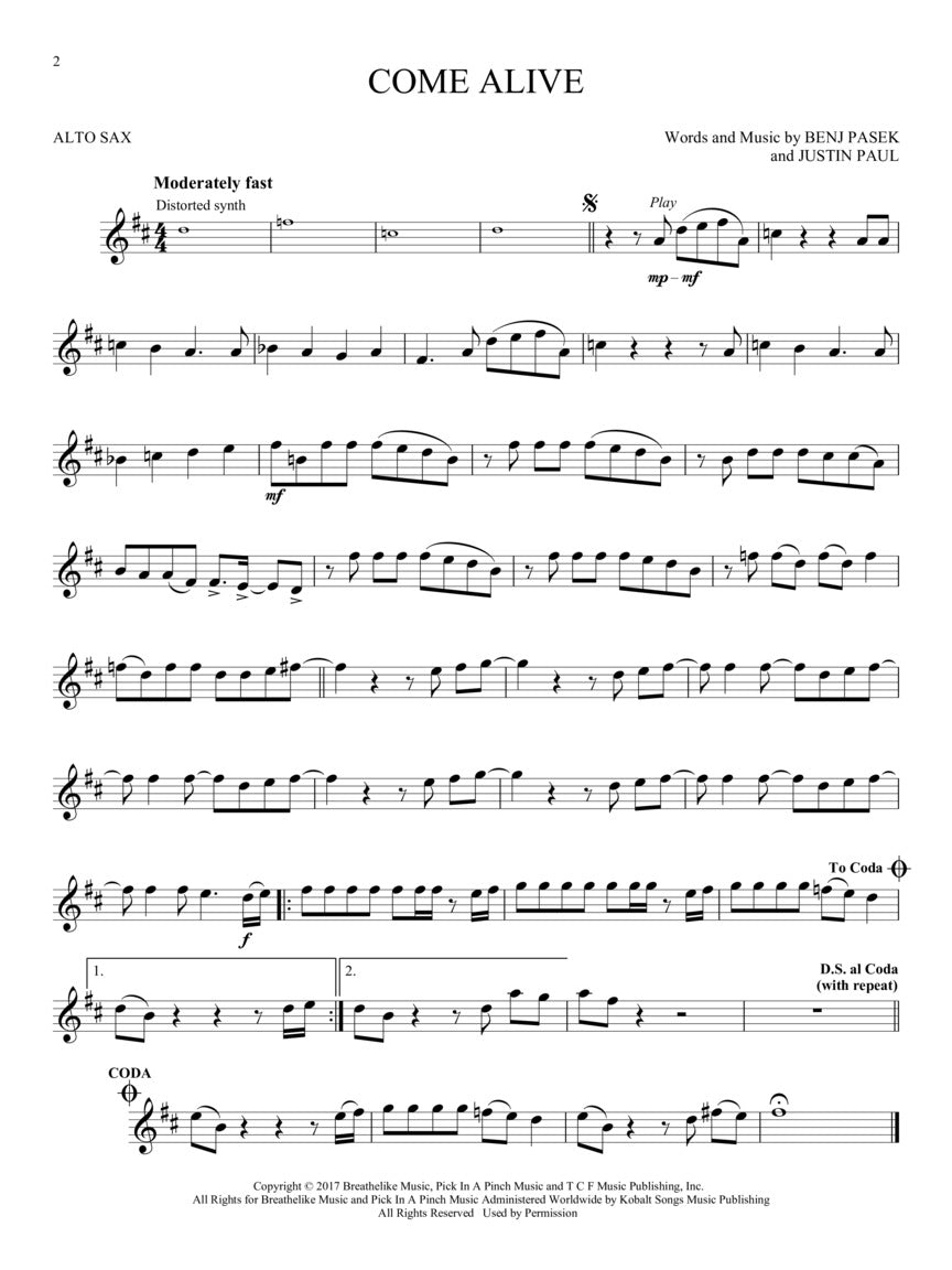 The Greatest Showman - Alto Saxophone Play Along Book/Ola