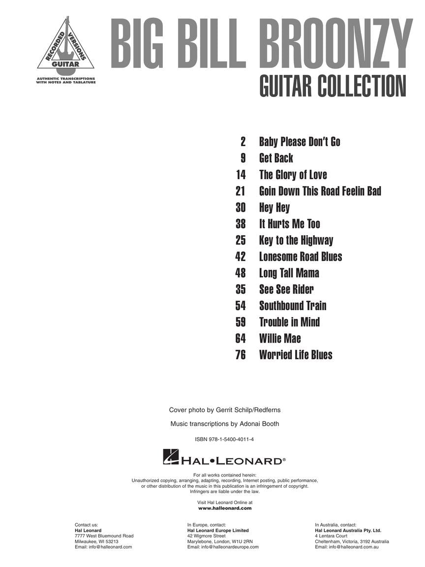 Big Bill Broonzy Guitar Collection Tab Book