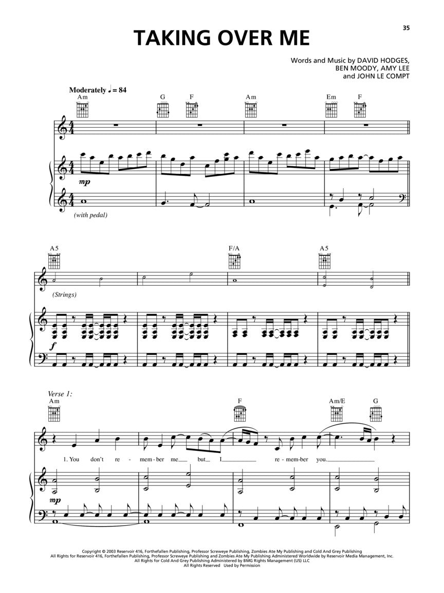 Evanescence - Fallen PVG Songbook