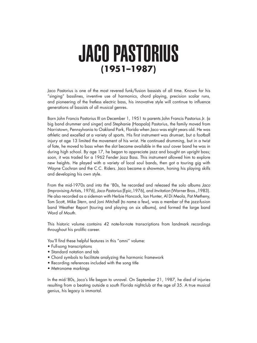 Jaco Pastorius Omnibook for Bass Clef Instruments (43 Songs)