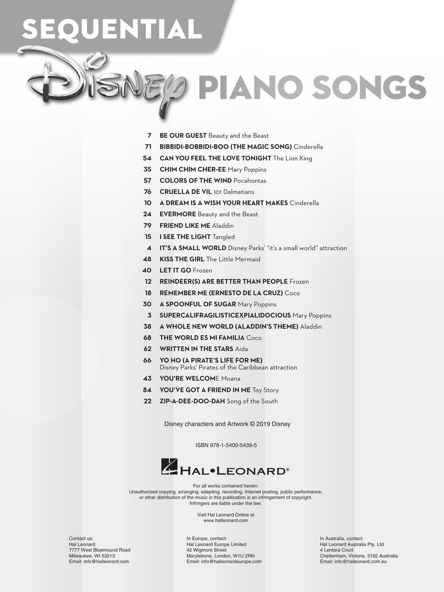 Sequential Disney Piano Songs - Easy Piano Book