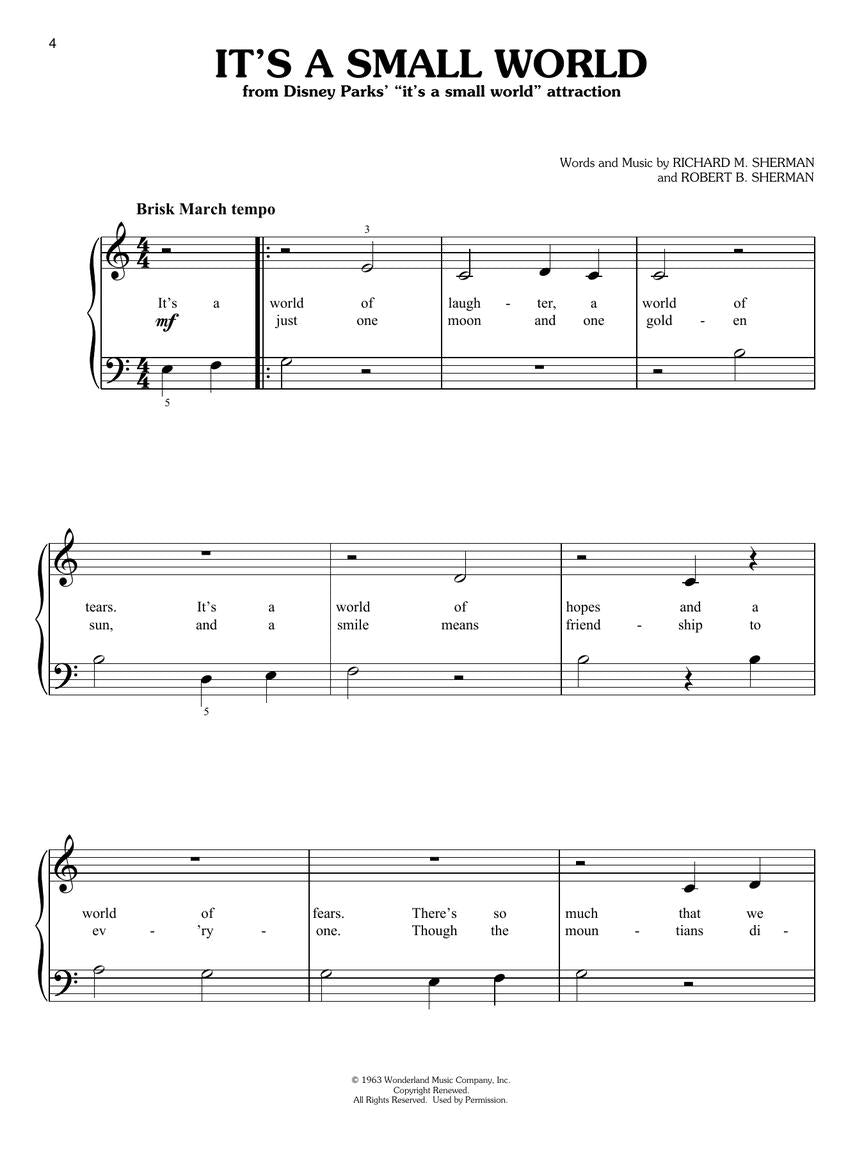 Sequential Disney Piano Songs - Easy Piano Book