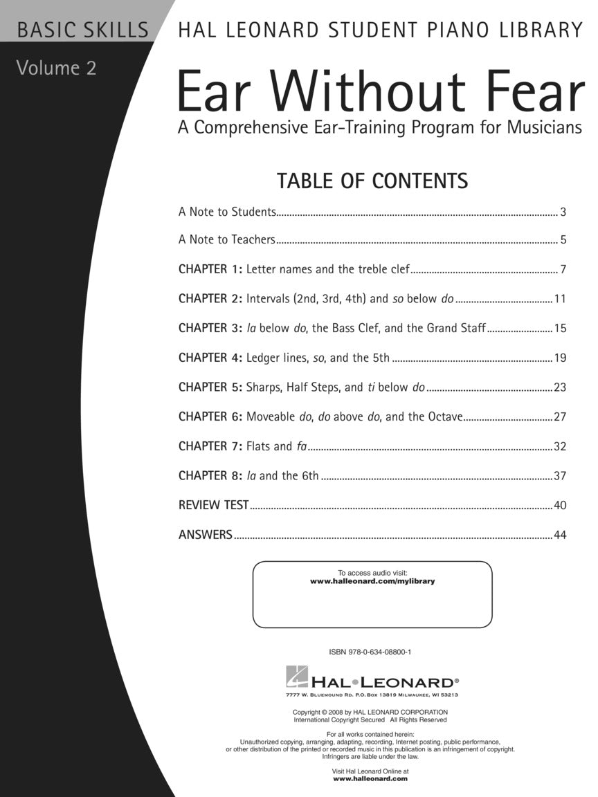 Hal Leonard Student Piano Library - Ear Without Fear Volume 2 Book/Ola