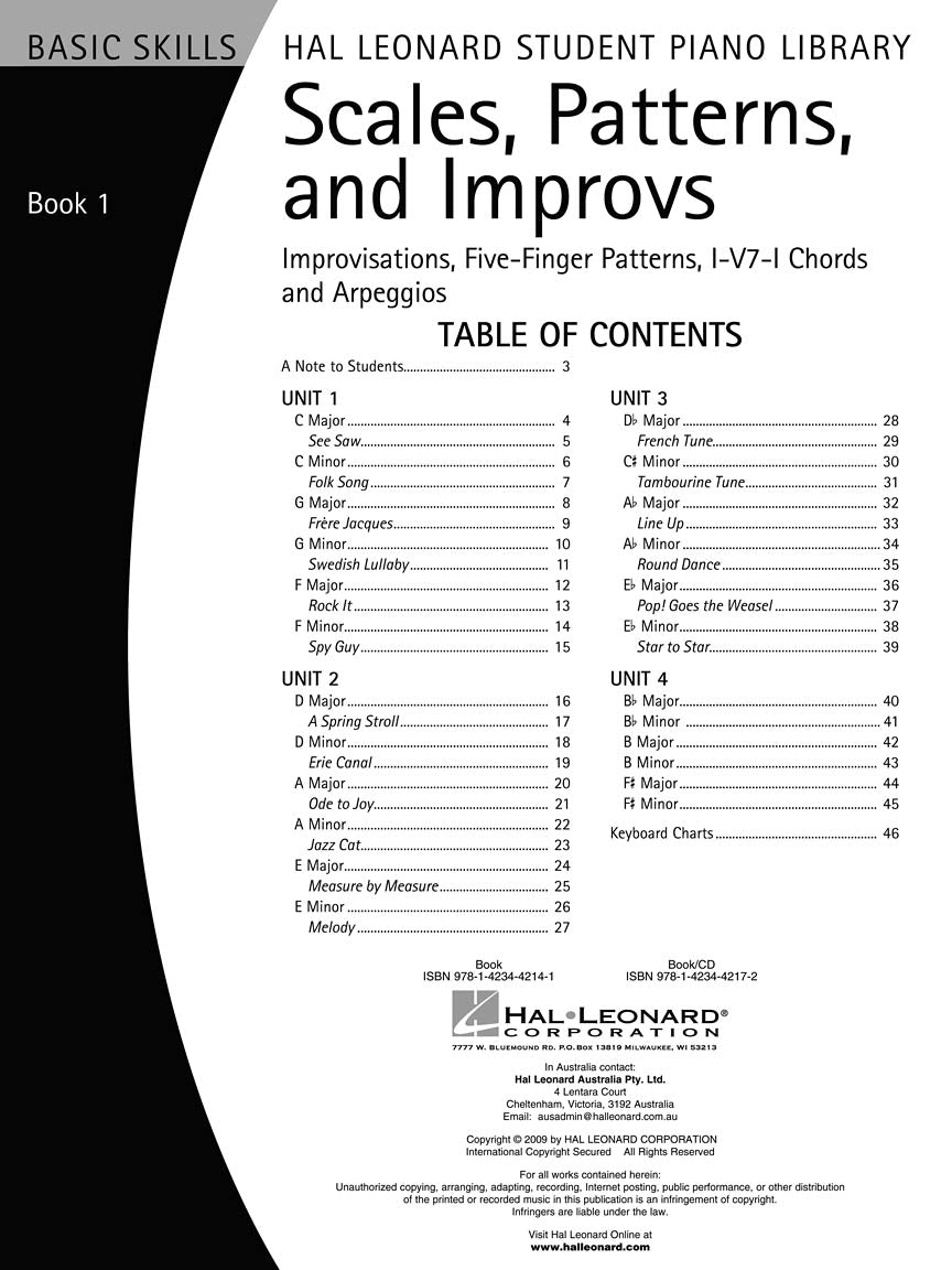 Hal Leonard Student Piano Library - Scales, Patterns And Improvs Book 1 (Book)