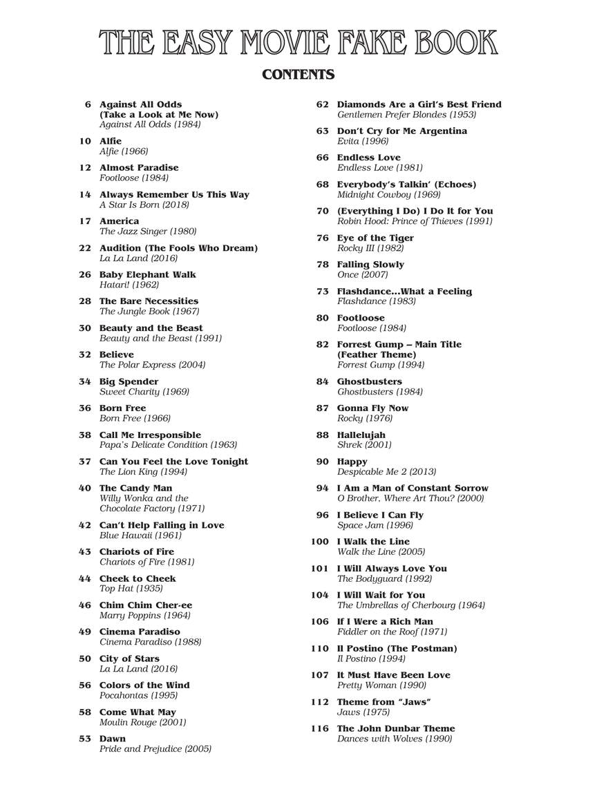 Easy Movie Fake Book In The Key Of C (2nd Edition) 100 Songs