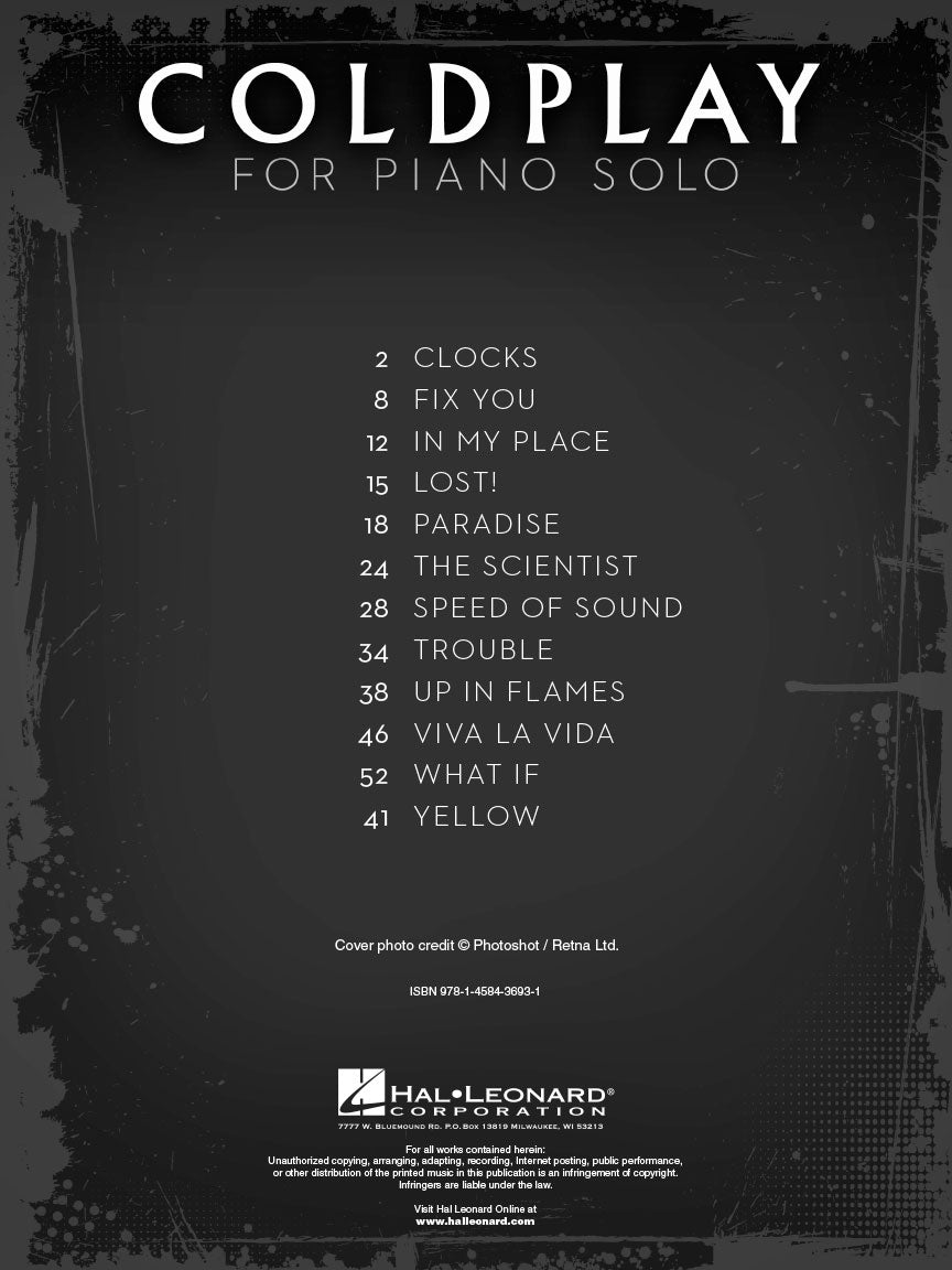 Coldplay For Piano - Solo Book