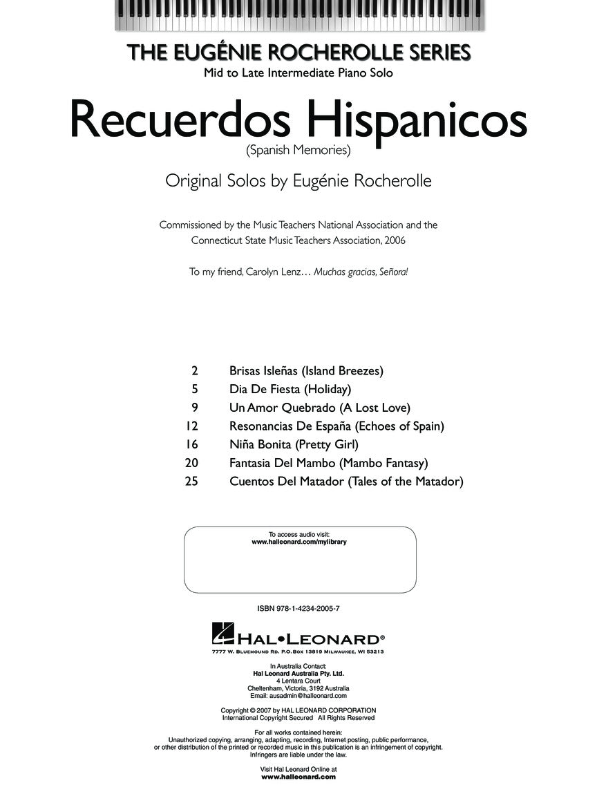 Recuerdos Hispanicos - Spanish Memories Original Solos by Eug‚Äö√Ñ√∂‚àö‚Ä†‚àö‚àÇ¬¨¬®¬¨¬©nie Rocherolle Book/Ola