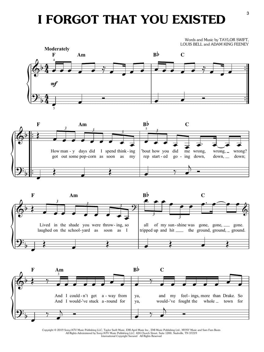 Taylor Swift - Lover Easy Piano Songbook