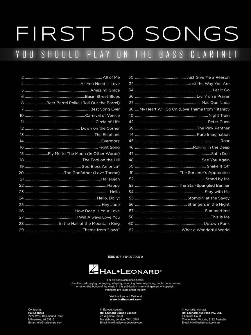 First 50 Songs You Should Play On Bass Clarinet Book