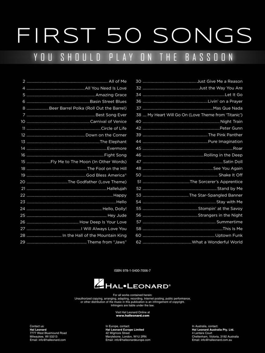 First 50 Songs You Should Play On Bassoon Book