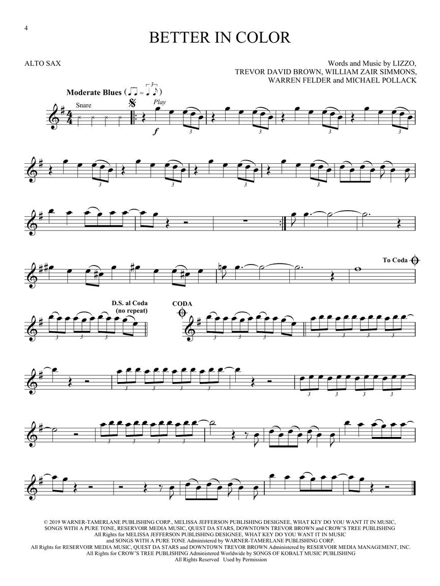 Lizzo - Cuz I Love You Play Along Alto Saxophone Play Book/Ola