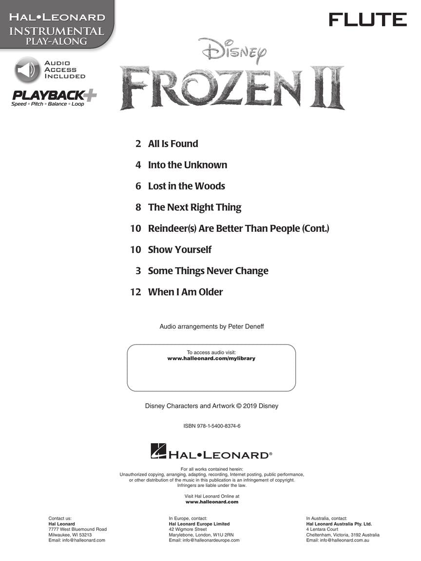 Frozen II For Flute - Play Along Book/Ola