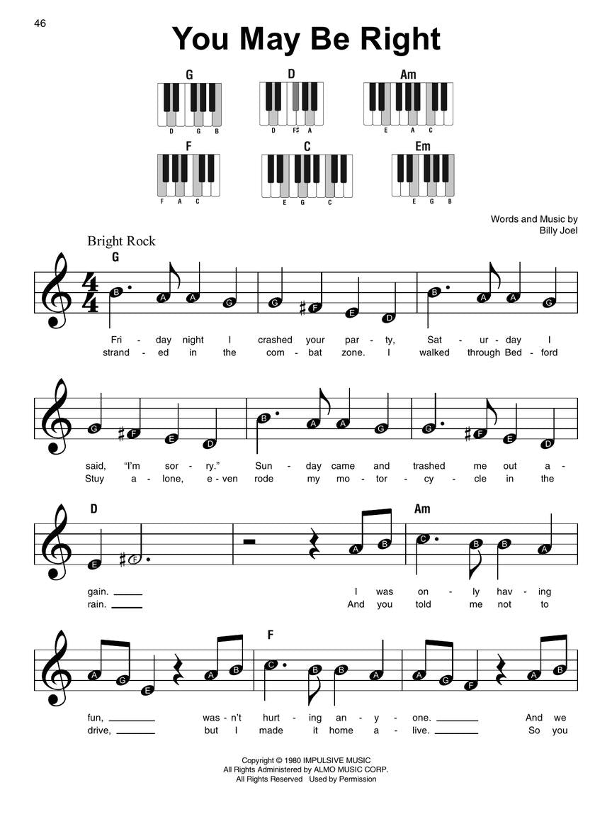 Billy Joel - Super Easy Piano Songbook