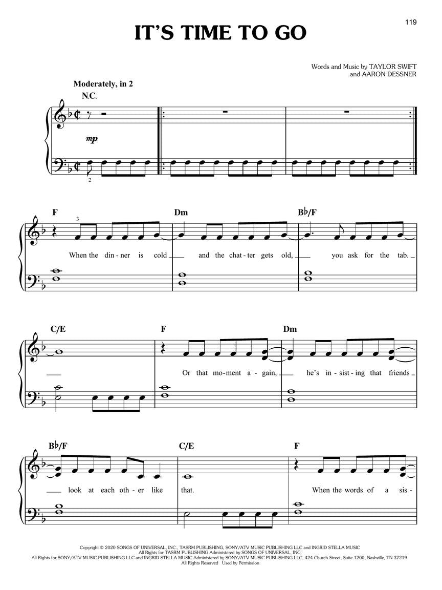 Taylor Swift - Evermore Easy Piano Songbook