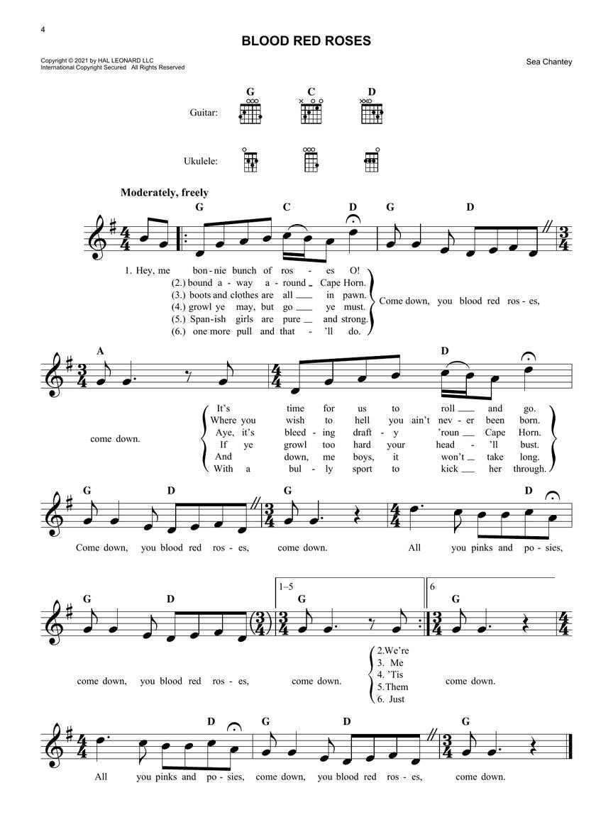 Sea Shanties - Melody, Lyrics and Chords Book