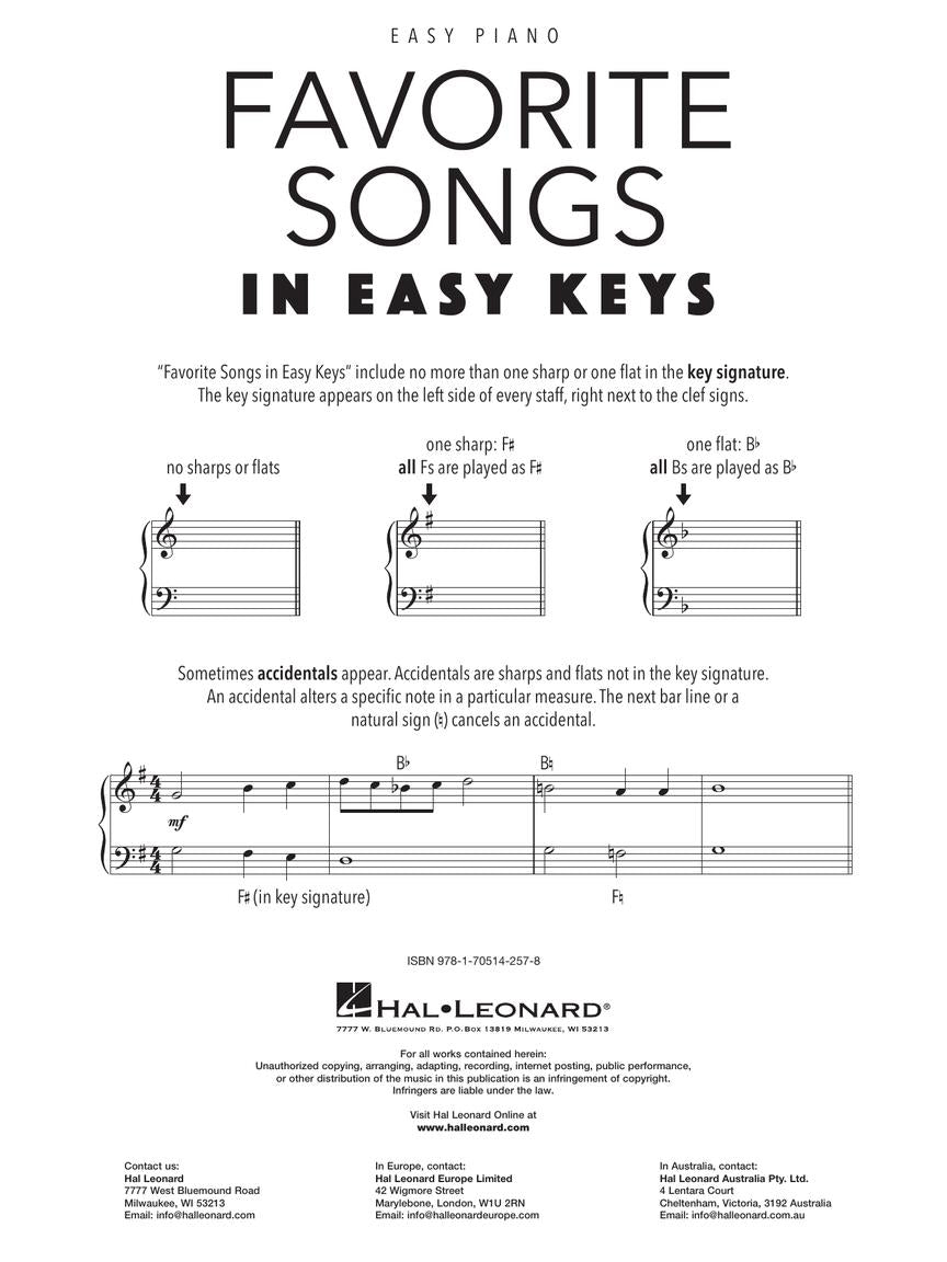 Favorite Songs In Easy Keys - Easy Piano Songbook