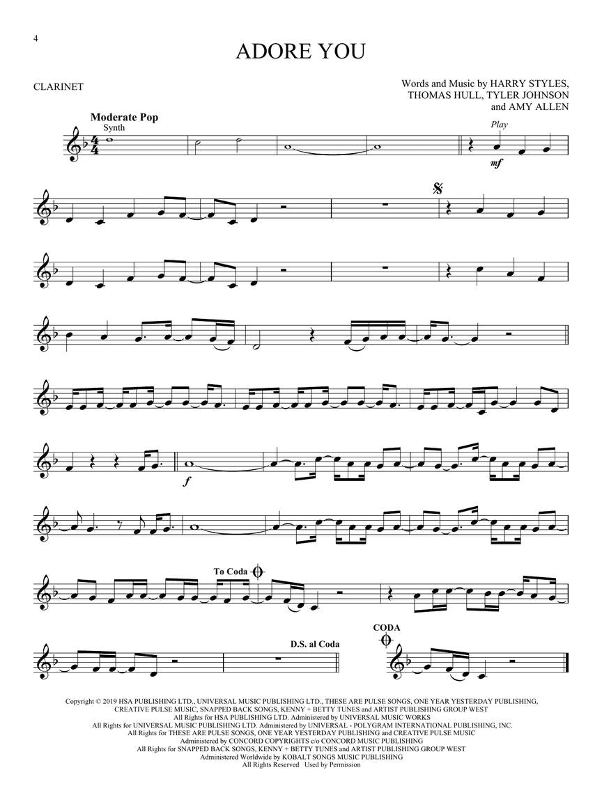 Hit Songs For Clarinet Play Along Book/Ola