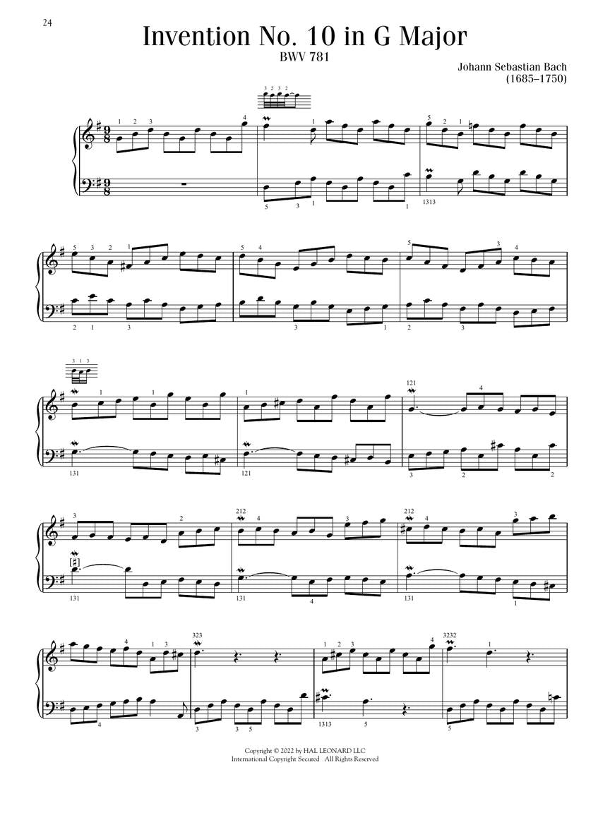 Intermediate J.S Bach Favorites For Piano Book