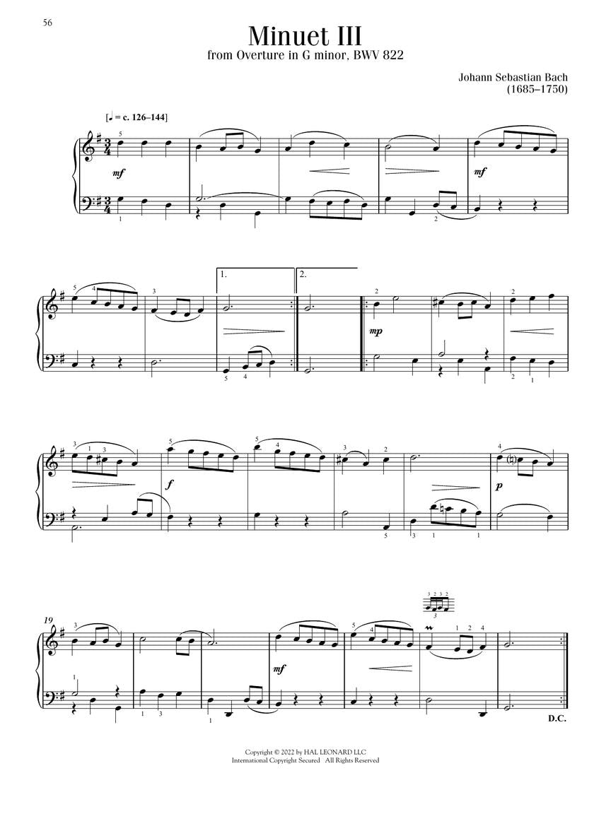 Intermediate J.S Bach Favorites For Piano Book