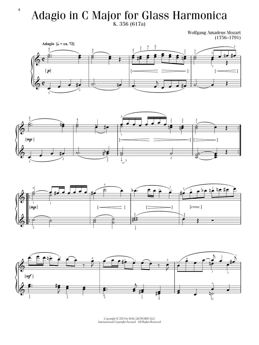 Intermediate Mozart Favorites For Piano Book