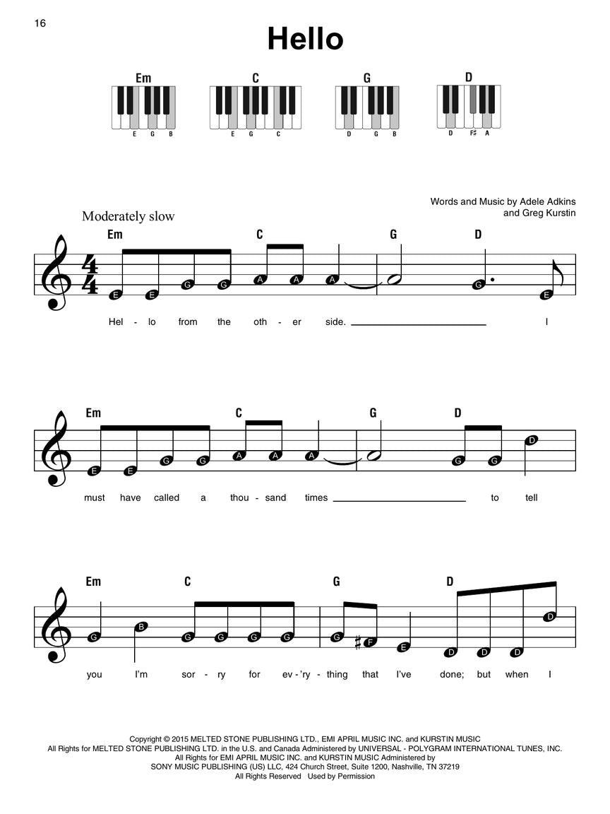 Adele - Super Easy Piano Songbook