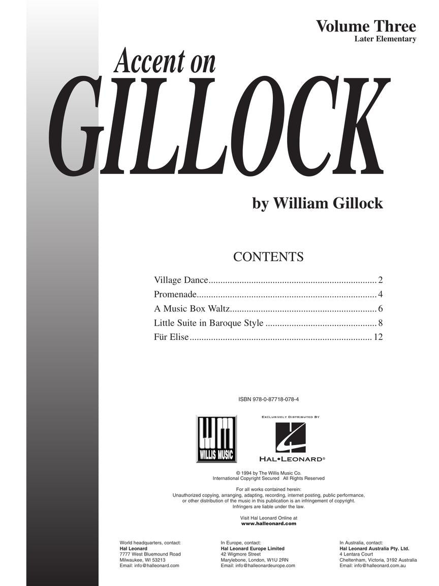 Accent on Gillock - Piano Volume 3 Book